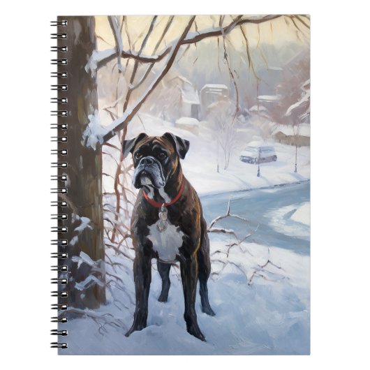 Bokser Laat het Sneeuwen Kerstmis Notitieboek (Voorkant)