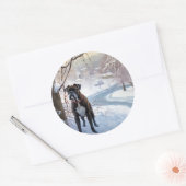 Bokser Laat het sneeuwen Kerstmis Ronde Sticker (Envelop)