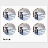Bokser Laat het sneeuwen Kerstmis Ronde Sticker (Vel)