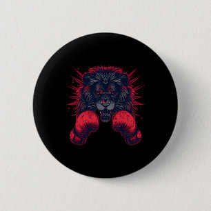 Bokser Leeuw Portret Motief Wilde Kickboksen Liefd Ronde Button 5,7 Cm