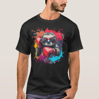 Bokser Luiaard Met Bokshandschoenen Kickboksen Gra T-shirt