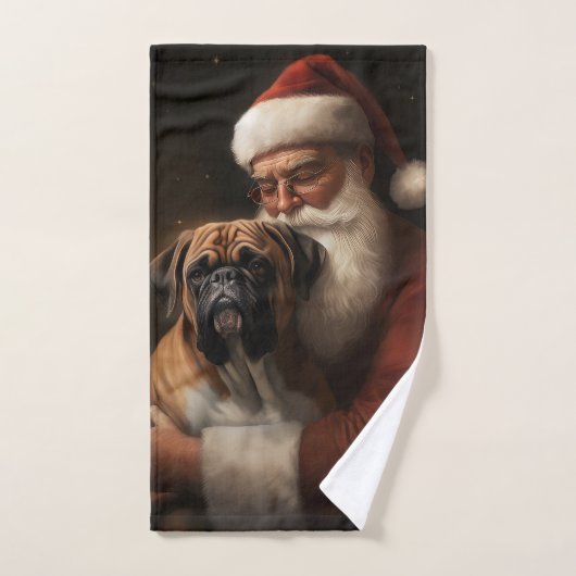 Bokser met de Kerstman Feestelijke Kerstmis Bad Handdoek (Handdoek)