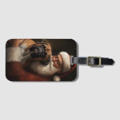 Bokser met de Kerstman Feestelijke Kerstmis Bagagelabel (Voorkant (horizontaal))