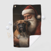 Bokser met de Kerstman Feestelijke Kerstmis Golfhanddoek (Insitu)