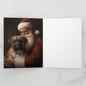Bokser met de Kerstman Feestelijke Kerstmis Kaart (Binnen)
