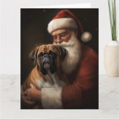 Bokser met de Kerstman Feestelijke Kerstmis Kaart (Voorkant)