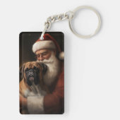 Bokser met de Kerstman Feestelijke Kerstmis Sleutelhanger (achterkant)