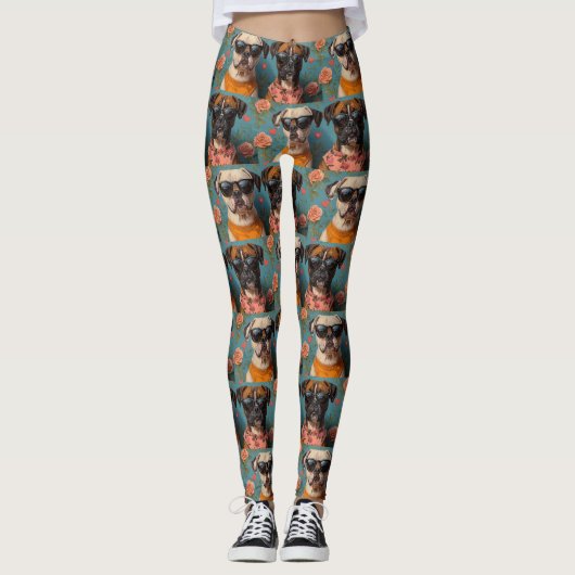 Bokser met Hart Rozen Valentijnsdag Leggings (Voorkant)