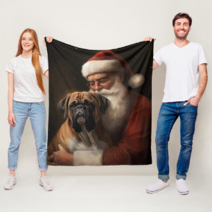 Bokser met Kerstman Feestelijke Kerst Fleece Deken