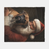 Bokser met Kerstman Feestelijke Kerst Fleece Deken (Voorkant (Horizontaal))