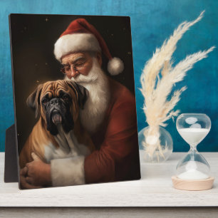 Bokser met kerstman Feestelijke kerst Fotoplaat