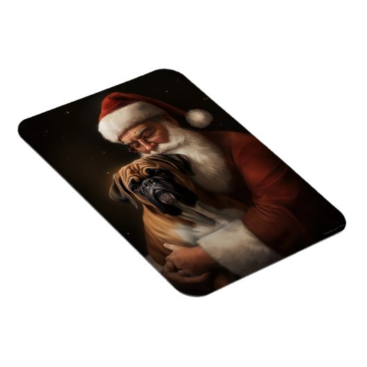 Bokser met Kerstman Feestelijke Kerst Magneet (Rechterzijde)