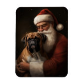 Bokser met Kerstman Feestelijke Kerst Magneet (Verticaal)