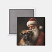 Bokser met kerstman Feestelijke kerst Magneet (Voorkant / Achterkant)