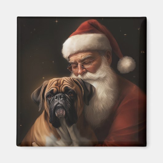 Bokser met kerstman Feestelijke kerst Magneet (Voorkant)