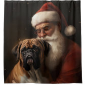 Bokser met Kerstman Feestelijke Kerstmis Douchegordijn (Voorkant)