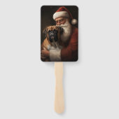 Bokser met Kerstman Feestelijke Kerstmis Handwaaier (Achterkant)