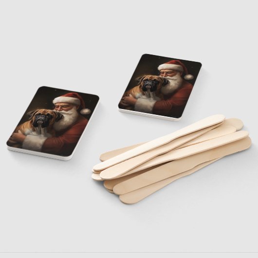 Bokser met Kerstman Feestelijke Kerstmis Handwaaier (Niet-gemonteerd)