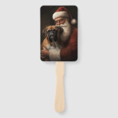 Bokser met Kerstman Feestelijke Kerstmis Handwaaier (Voorkant)