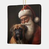 Bokser met Kerstman Feestelijke Kerstmis Keramisch Ornament (Links)