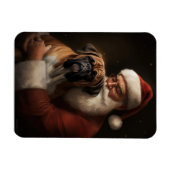 Bokser met Kerstman Feestelijke Kerstmis Magneet (Horizontaal)