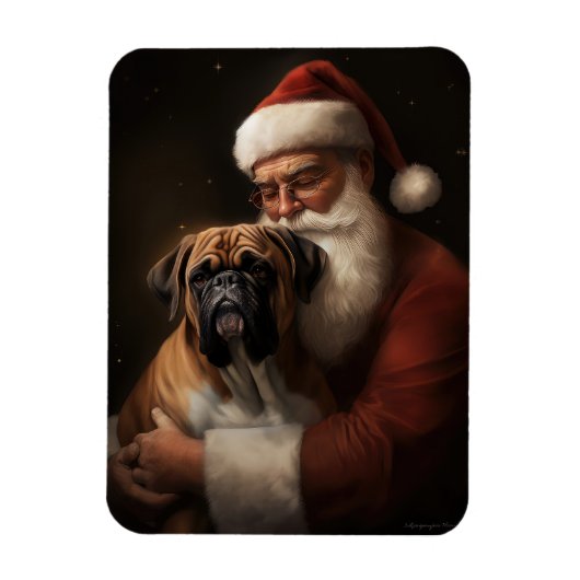 Bokser met Kerstman Feestelijke Kerstmis Magneet (Verticaal)