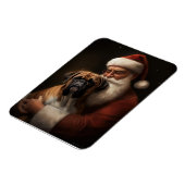 Bokser met Kerstman Feestelijke Kerstmis Magneet (Linkerzijde)