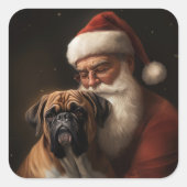 Bokser met Kerstman Feestelijke Kerstmis Vierkante Sticker (Voorkant)