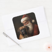 Bokser met Kerstman Feestelijke Kerstmis Vierkante Sticker (Envelop)