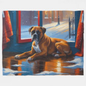 Bokser met Kerstverlichting Vakantie Fleece Deken (Voorkant (Horizontaal))