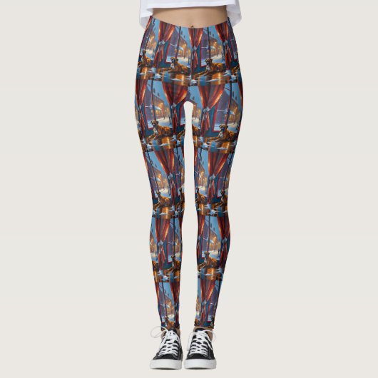 Bokser met kerstverlichting vakantie leggings (Voorkant)
