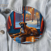 Bokser met Kerstverlichting Vakantie Ronde Button 6,0 Cm (In situ)