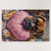 Bokser met Oversized Knuffelhart Valentijnsdag Legpuzzel (Horizontaal)