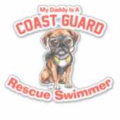 Bokser Mijn Papa is een USCG reddingszwemmer Sticker (Voorkant)