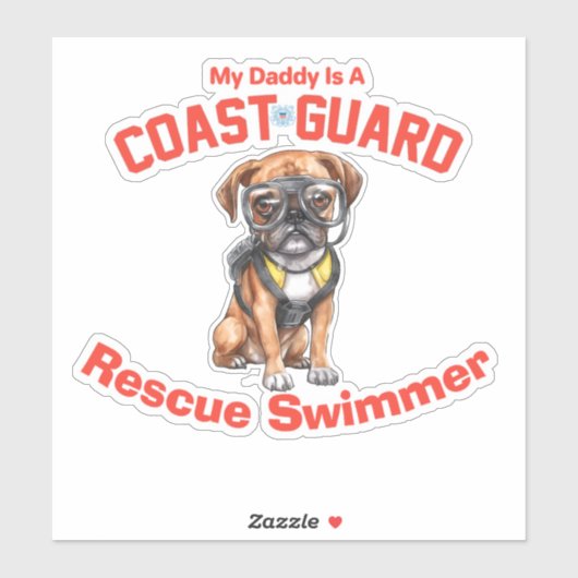 Bokser Mijn Papa is een USCG reddingszwemmer Sticker (Vel)