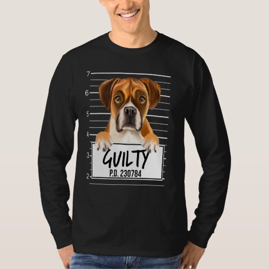 Bokser Mugshot Schuldige Hond T-shirt (Voorkant)