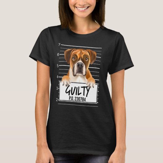 Bokser Mugshot Schuldige Hond T-shirt (Voorkant)