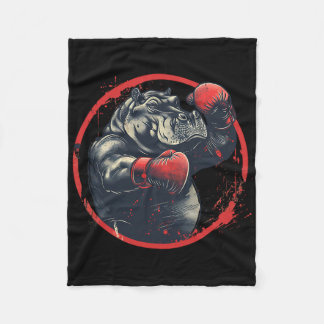 Bokser Nijlpaard Met Bokshandschoenen Kickboksen F Fleece Deken
