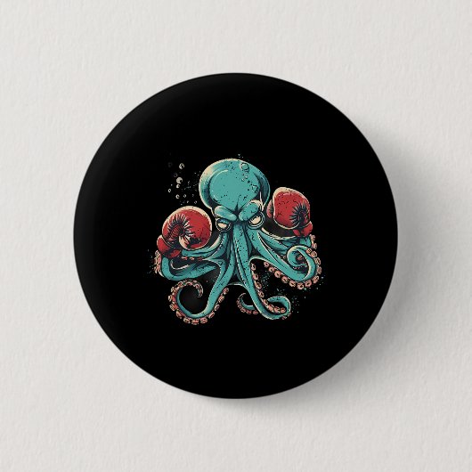 Bokser Octopus Lover Ocean Zee Creature Kickboksen Ronde Button 5,7 Cm (Voorkant)