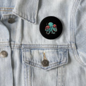 Bokser Octopus Lover Ocean Zee Creature Kickboksen Ronde Button 5,7 Cm (In situ)