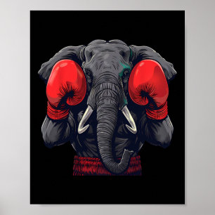 Bokser Olifant Met Bokshandschoenen Kickboksen Gra Poster