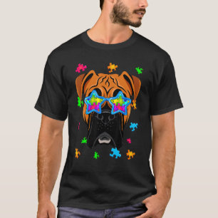 Bokser Puzzel Autisme Bewustzijn Hond T-shirt