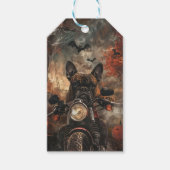 Bokser rijdt op motorfiets Halloween griezelig Cadeaulabel (Voorkant)