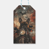 Bokser rijdt op motorfiets Halloween griezelig Cadeaulabel (Achterkant)