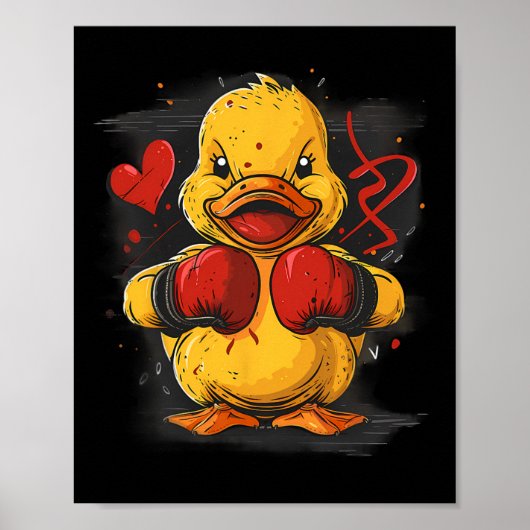 Bokser Rubberen Eend Met Bokshandschoenen Kickboks Poster (Voorkant)