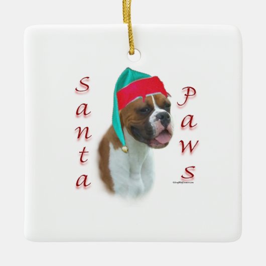 Bokser Santa Paws Keramisch Ornament (Voorkant)