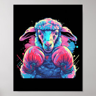Bokser Schapen Met Bokshandschoenen Kickboksen Fun Poster