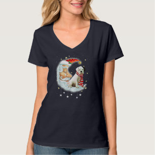 Bokser Schattige Kerstmaan Kerstmis Hond T-shirt