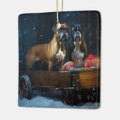 Bokser Sneeuwwitje Kerstdecoratie Keramisch Ornament (Links)