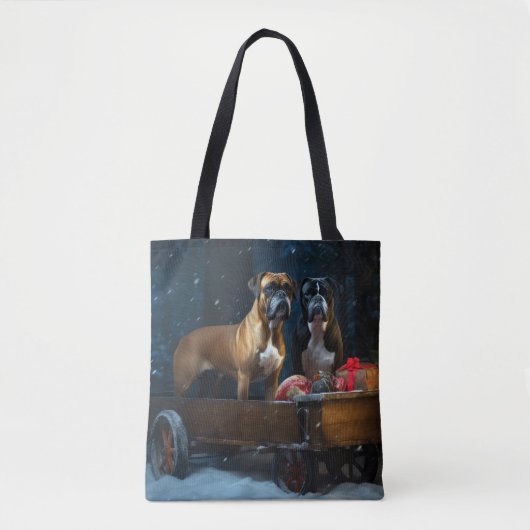 Bokser Sneeuwwitje Kerstdecoratie Tote Bag (Voorkant)